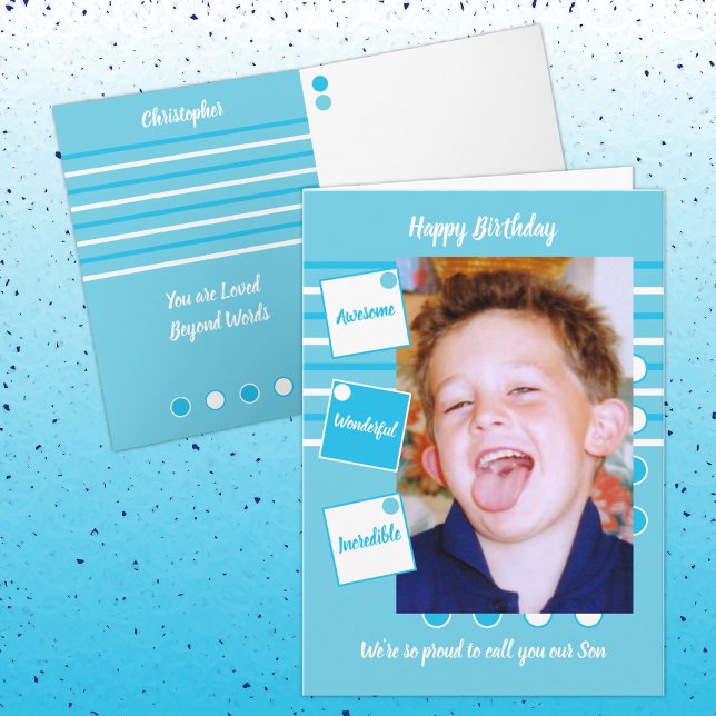 Cartão Fantástico Filho Azul e Branco Aniversário (Criador carregado)