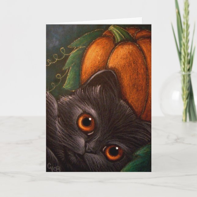 Cartão FANTASY BLACK CAT - HALLOWEEN Card (Frente)