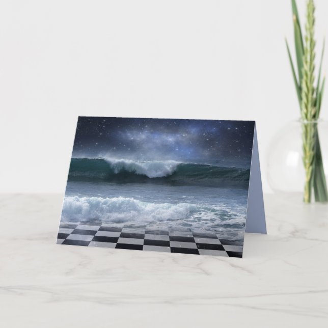Cartão fantasy chess board greeting card (Frente)