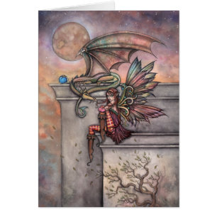 Cartão Fantasy Dragon e Fairy Art Card Molly Harrison
