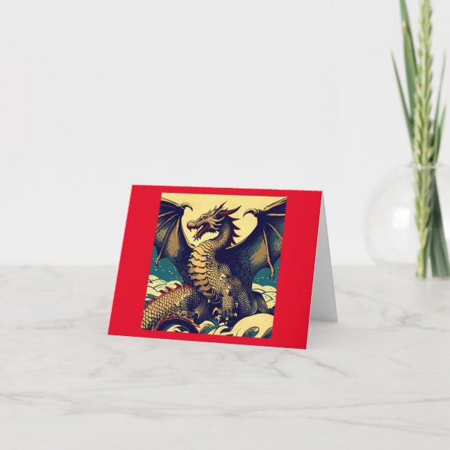 Cartão Fantasy European Dragon - Woodcut 1 (Frente)