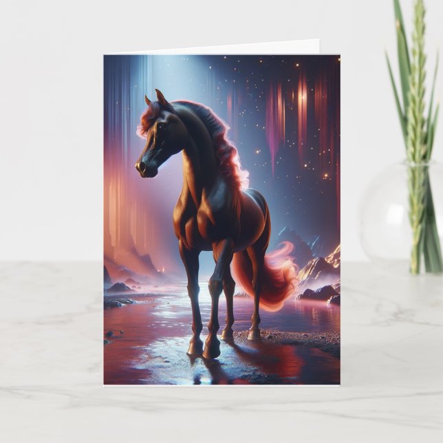 Cartão Fantasy Horse Birthday (Frente)
