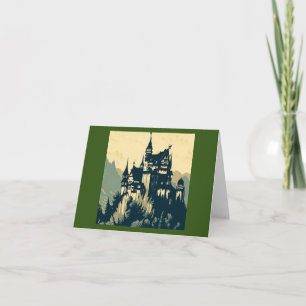 Cartão Fantasy Medieval Castle - Woodcut 1