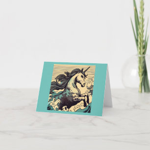Cartão Fantasy Unicorn - Woodcut 3