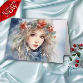Cartão Fantasy Winter Fairy Christmas Holiday