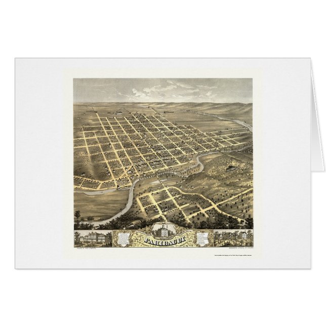 Cartão Faribault, mapa panorâmico do manganês - 1869 (Frente Horizontal)