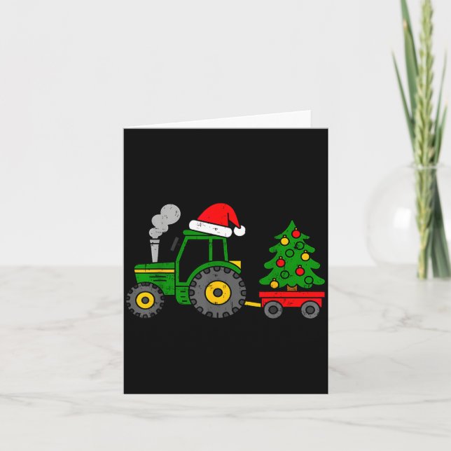 Cartão Farm Christmas Tractor Tree Xmas Truck Boys Kids T (Frente)