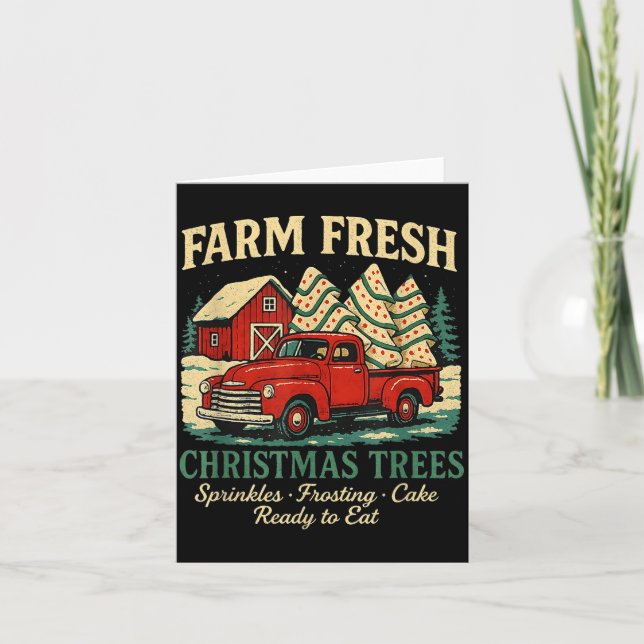 Cartão Farm Fresh Debbie Christmas Cake Retro Red Truck H (Frente)