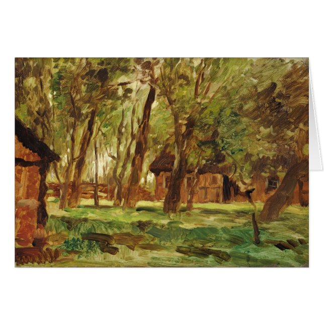 Cartão Farmstead sob árvores (Frente Horizontal)