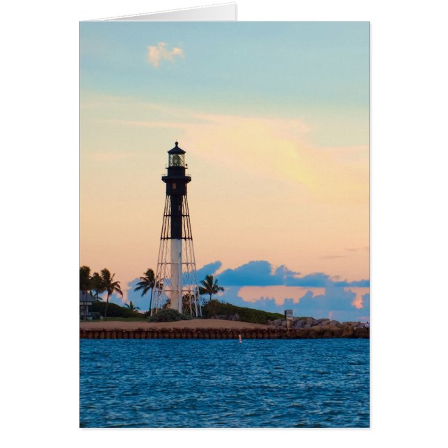 Cartão Farol ao pôr do sol (Frente)