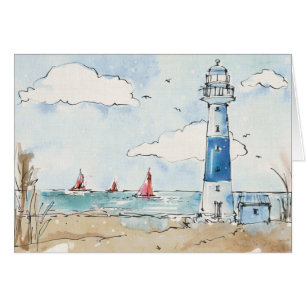 Cartão Farol azul e branco