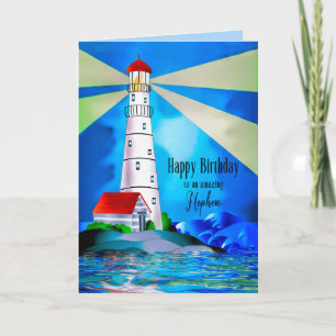 Cartão Farol de Aniversário do Sobrinho Beacon Light para