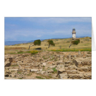 Cartão Farol de aquarela