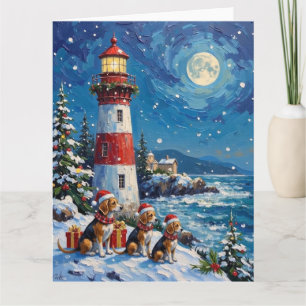 Cartão Farol de Natal Beagle Férias
