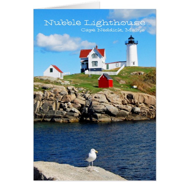 Cartão Farol de Nubble, Cabo Neddick, Maine (Frente)