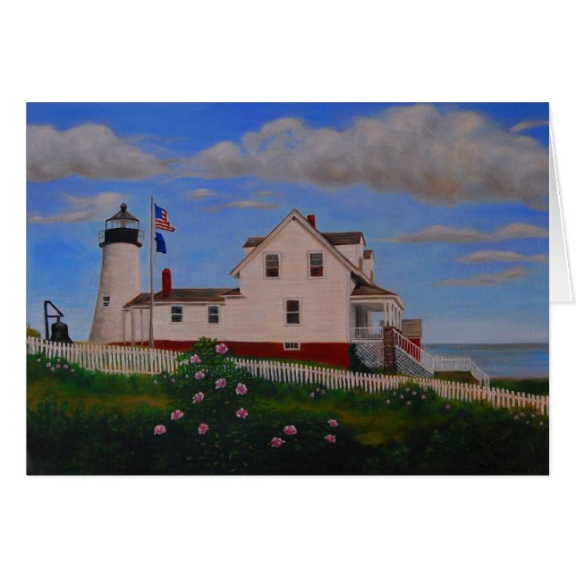 Cartão Farol do ponto de Pemaquid, Maine (Frente Horizontal)