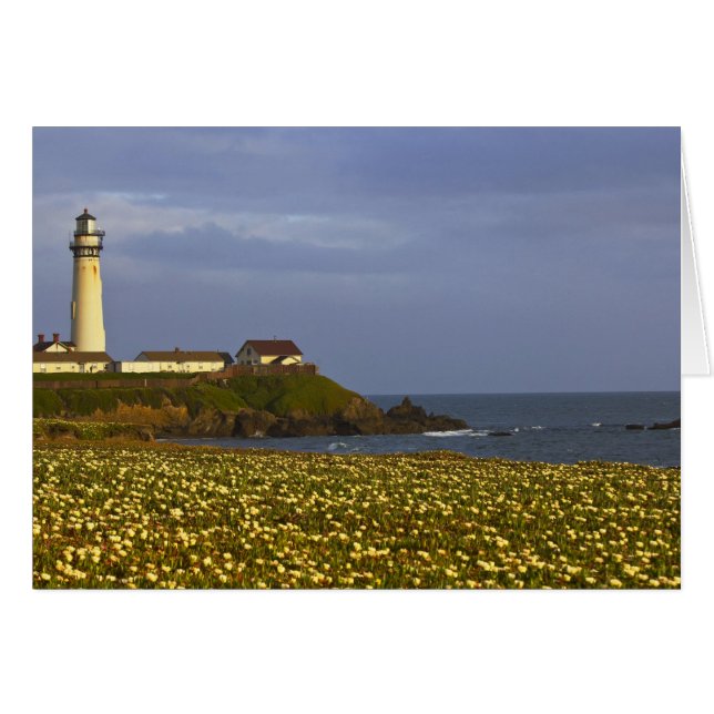 Cartão Farol em Pigeon Point Beach em San (Frente Horizontal)