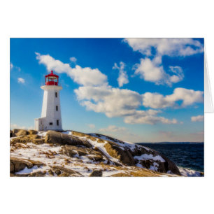 Cartão Farol Inverno Em Peggy'S Cove, Nova Escócia
