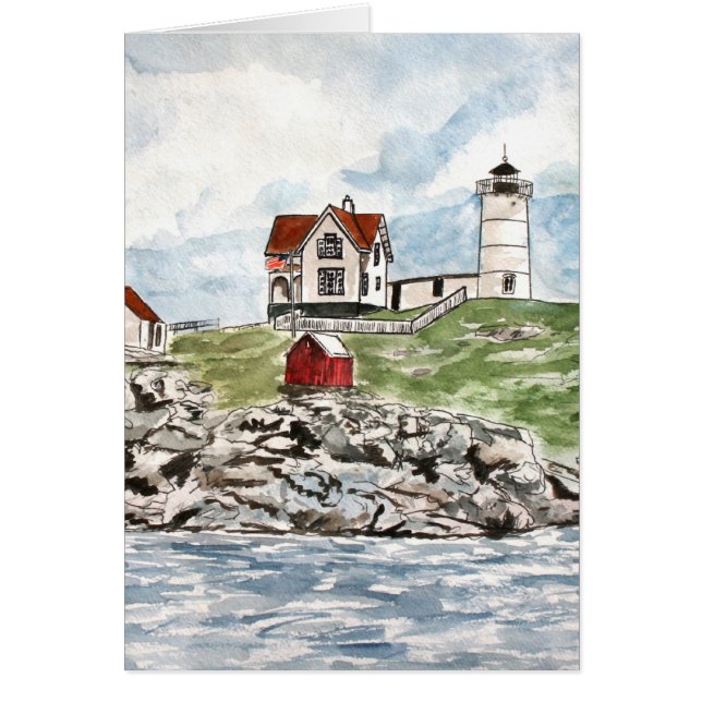 Cartão Farol Maine de Neddick do cabo (Frente)