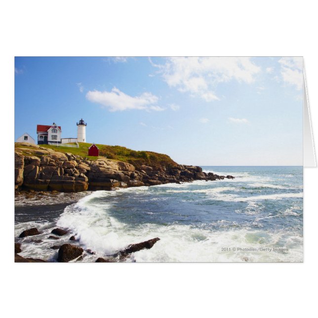 Cartão Farol "Nubble" de Cabo Neddick no Maine (Frente Horizontal)