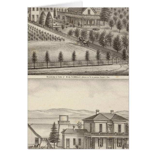 Cartão Farrelly, residências Mathews, fazendas (Frente)