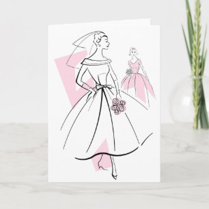 Cartão Fashion Bride Pink Group greetings card