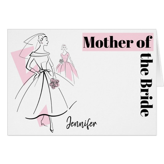 Cartão Fashion Bride Pink Group Mãe de Bride hl (Frente Horizontal)
