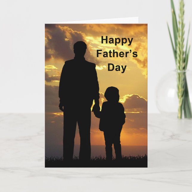 Cartão Father and  Child Silhouette Fathers Day (Frente)