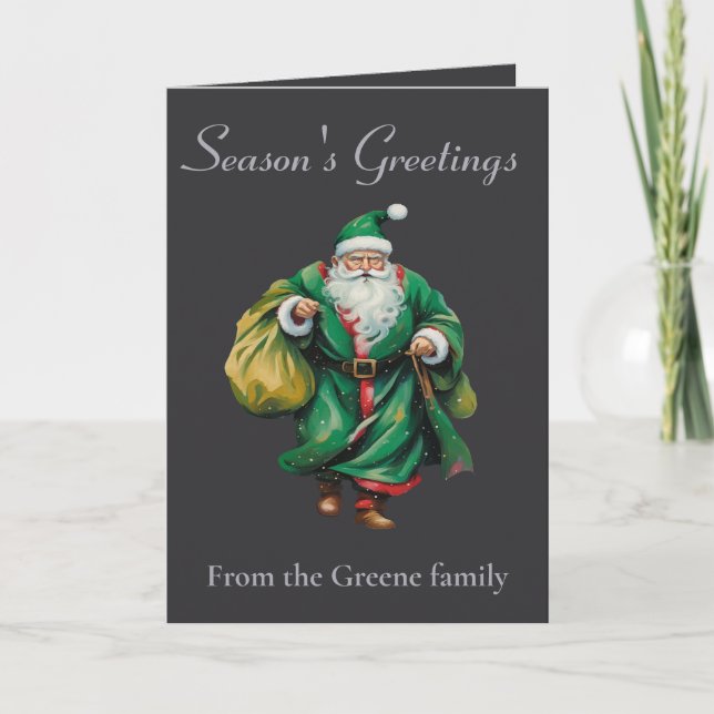 Cartão Father Christmas Wearing Green Robes Cut Out (Frente)