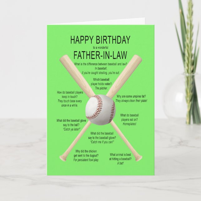 Cartão Father-in-law, birthday baseball jokes (Frente)