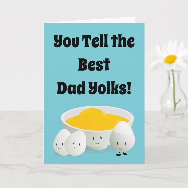 Cartão Father’s Day Dad Jokes Pun Food Eggs Cartoon (Planta pequena)