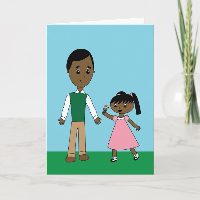 Cartão Fathers Day Black Dad from Daughter Personalized (Frente)