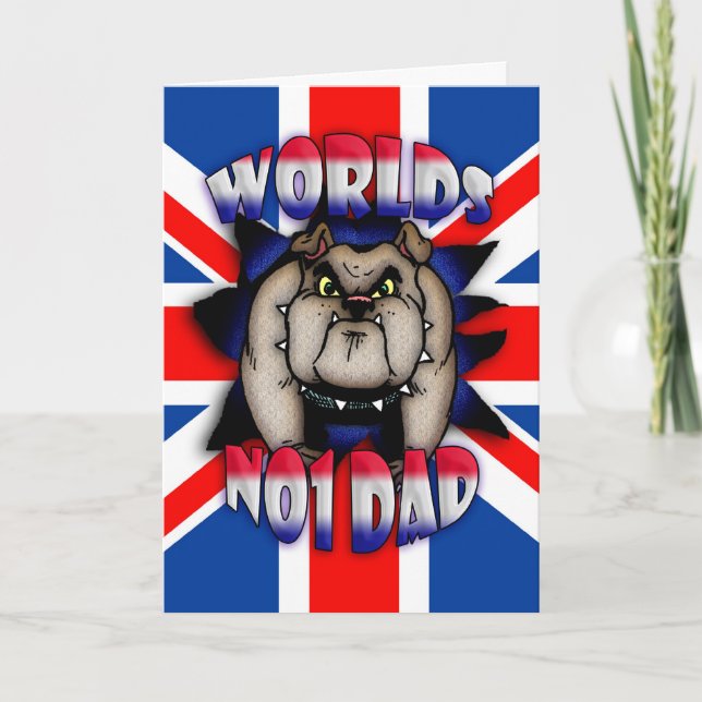 Cartão Father's Day Card Dad, with British Bulldog and UK (Frente)