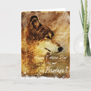 Cartão Father's Day Card for Brother with Timber Wolf Art