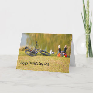 Cartão Father's Day Card for Son with Bicycle