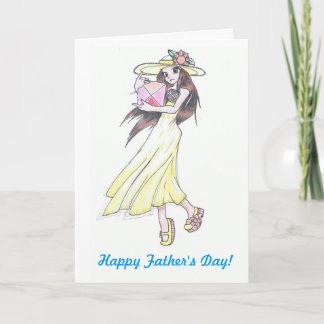 Cartão father's day card with girl in yellow sundress