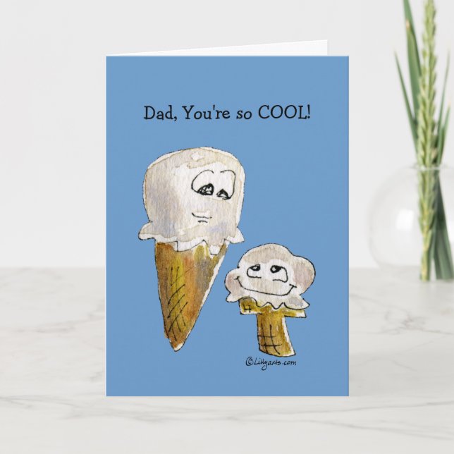 Cartão Father's Day Cartoon Ice Cream Cones Greeting Card (Frente)