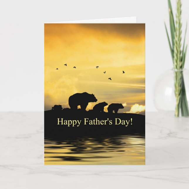 Cartão Father's Day Cute Bears for Papa Bear (Frente)