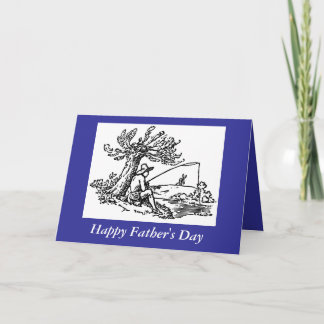 Cartão Fathers Day - Dad Fishing in River