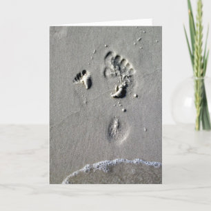 Cartão Father's Day, Father & Child Sand Footprints