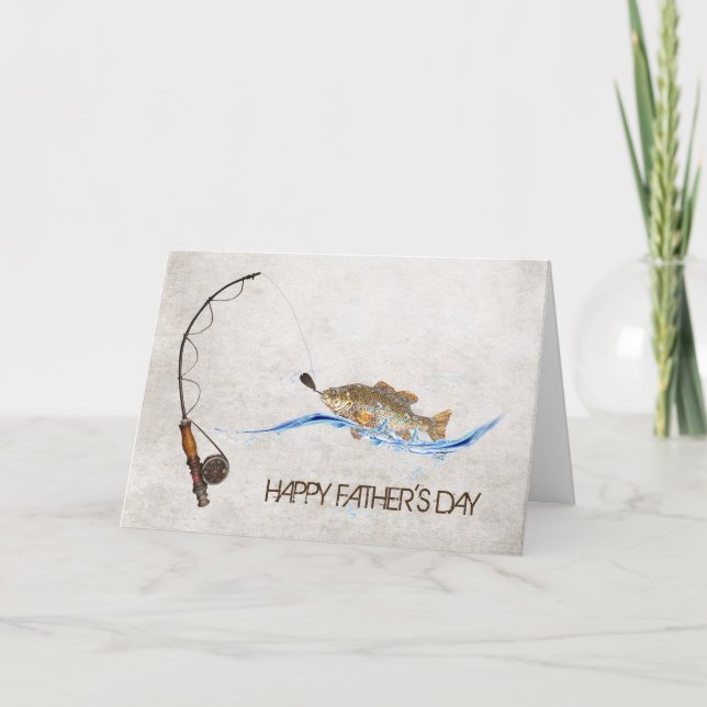 Cartão Father's Day-fish on pole (Frente)