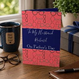 Cartão Father's Day for Husband Red and Blue
