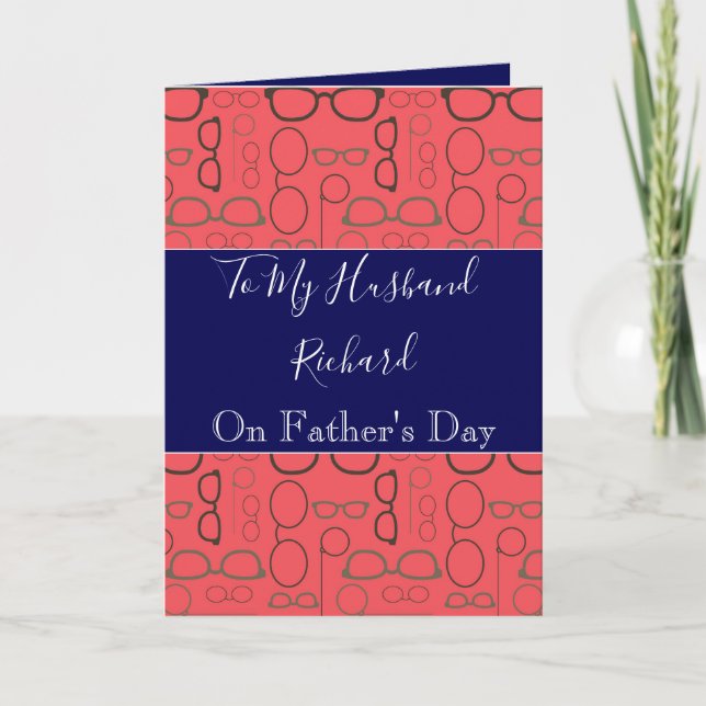 Cartão Father's Day for Husband Red and Blue (Frente)