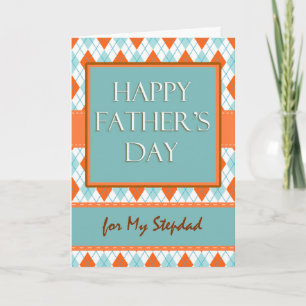 Cartão Father's Day for Stepdad, Argyle Geometric Design