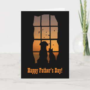 Cartão Father's Day from Cat and Dog Cute Pet Fathers Day