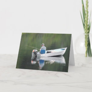 Cartão Father's Day Husband Fishing on Lake in Boat