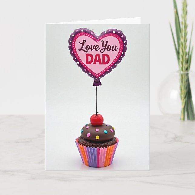 Cartão Fathers Day Love You Dad Cupcake Card (Frente)