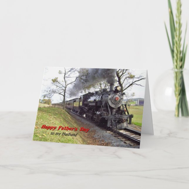 Cartão Father's Day Steam Train for Husband (Frente)