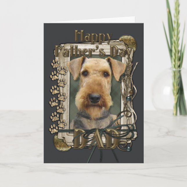Cartão Fathers Day - Stone Paws - Airedale (Frente)