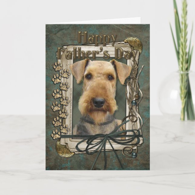 Cartão Fathers Day - Stone Paws - Airedale (Frente)